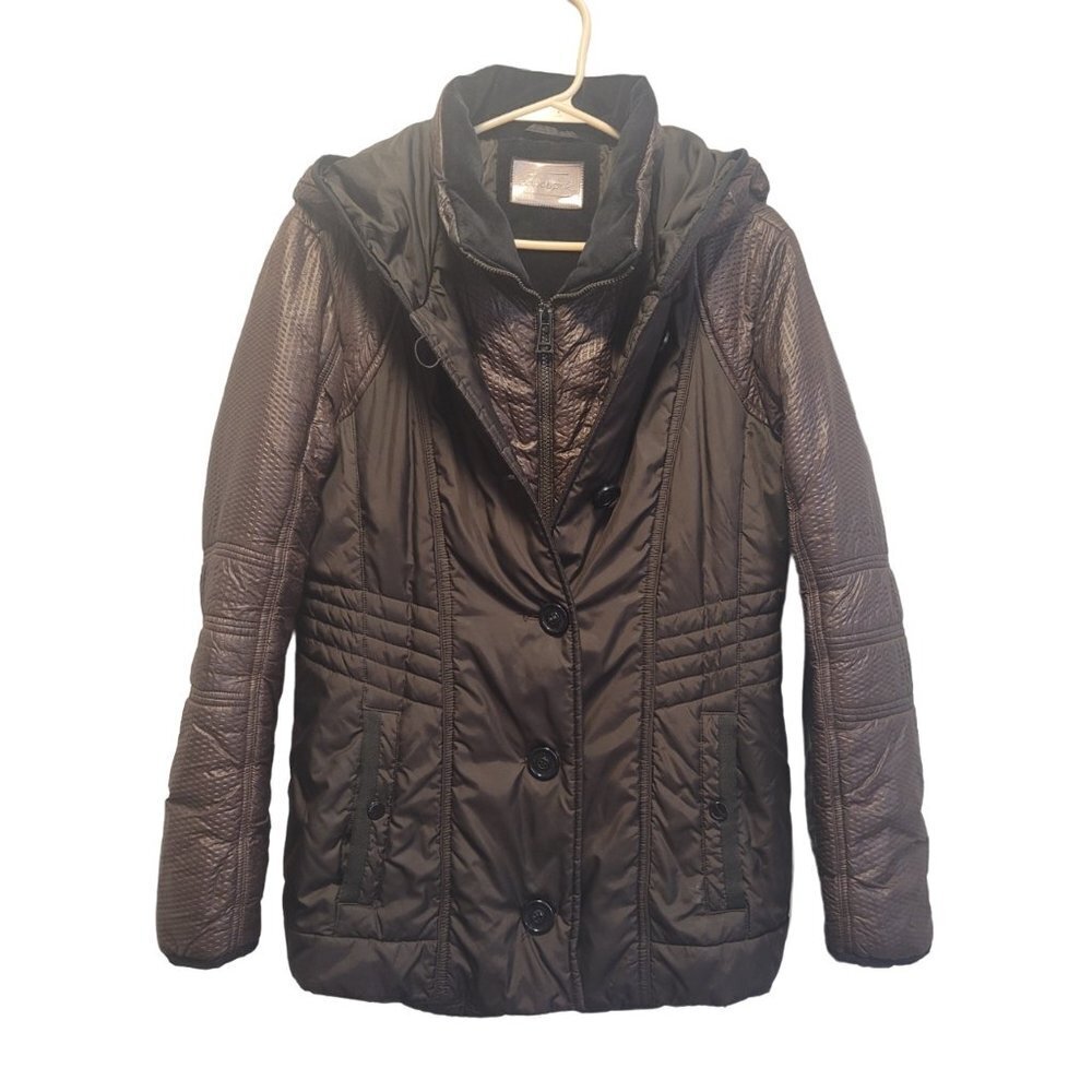 Women's Concept K Hooded Puffer Jacket, Chocolate, sz 40 (US 8-10)